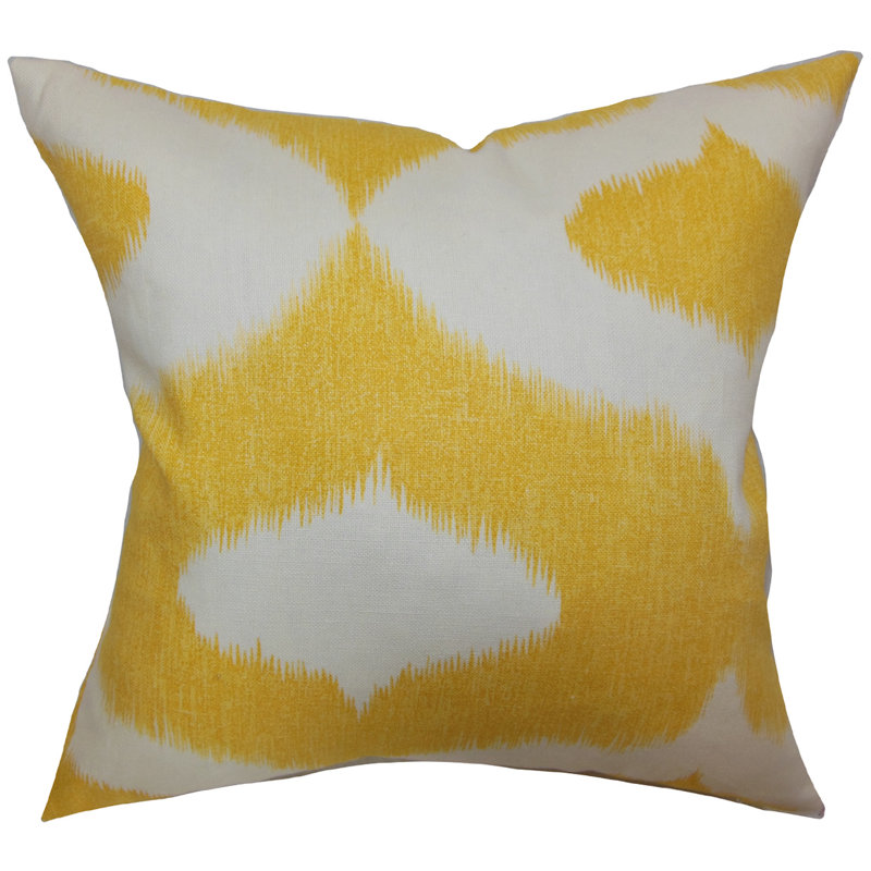 Housse de coussin en coton Leilani Ikat, 20 po x 20 po, Jaune