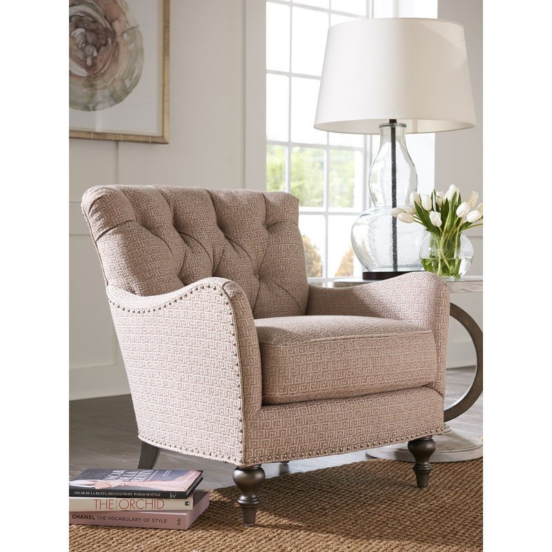 Oyster Bay Armchair, Dark Brown, Pink