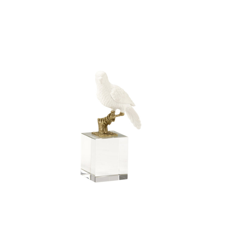 Parrot on Crystal Figurine, 8.8" H x 4.5" W x 3" D
