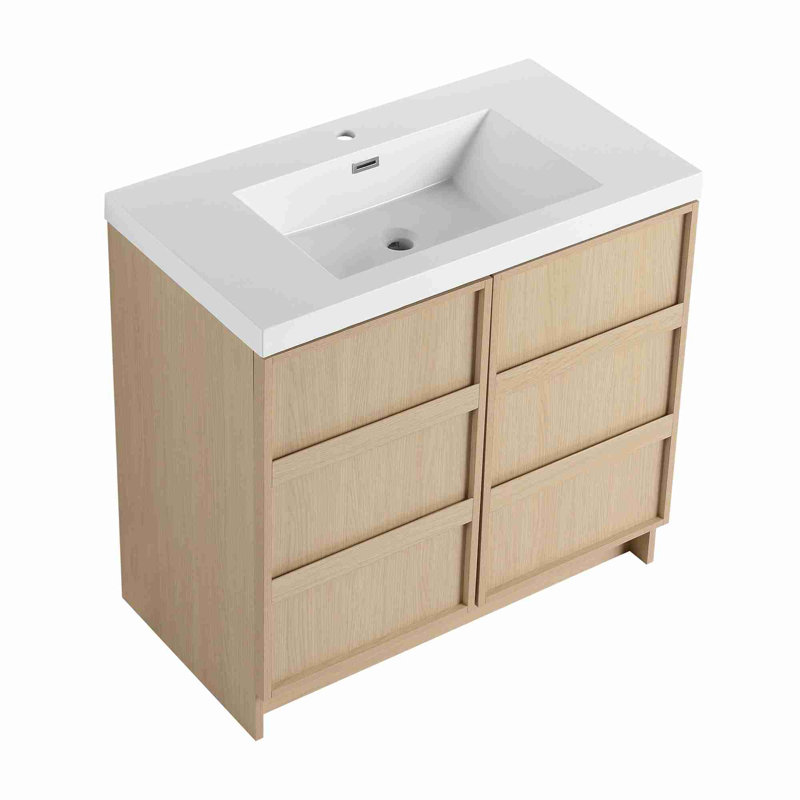Meuble-lavabo autoportant avec lavabo en résine