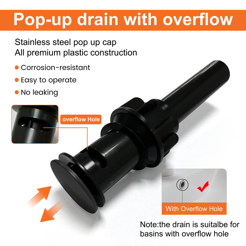 Bathroom Faucet with Drain Assembly, Matte Black
