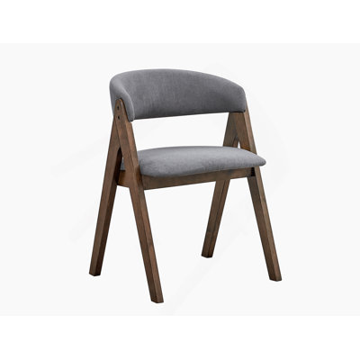Keiki Gray Fabric & Walnut Finish Side Chair (Set Of 2)