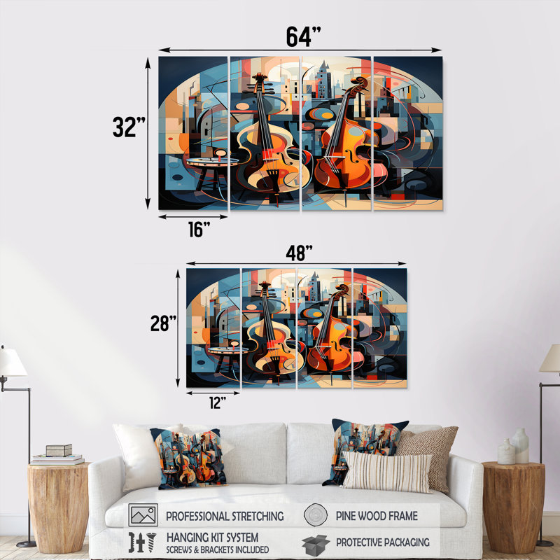 Nael - Musician Wall Art 4 Piece, 28" H x 48" W