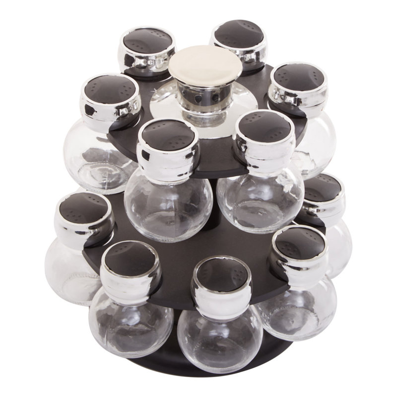 Freestanding Wood Spice Jar & Rack Set