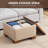 23.2" W Upholstered Square Storage Ottoman with Wooden Tray-2145034982