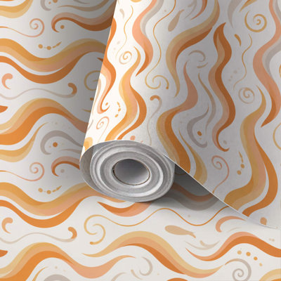Le papier de contact peler et coller le papier de contact abstrait tisse des vagues hippies de style hippie 60 s 70 s auto-adhésif et amovible 24 po x 118 po (60 x 300 cm)