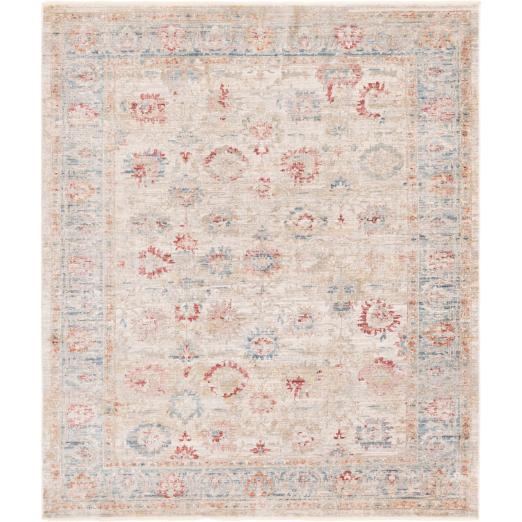 Ashaureah Kylee Traditional Ivory/Red/Blue Area Rug