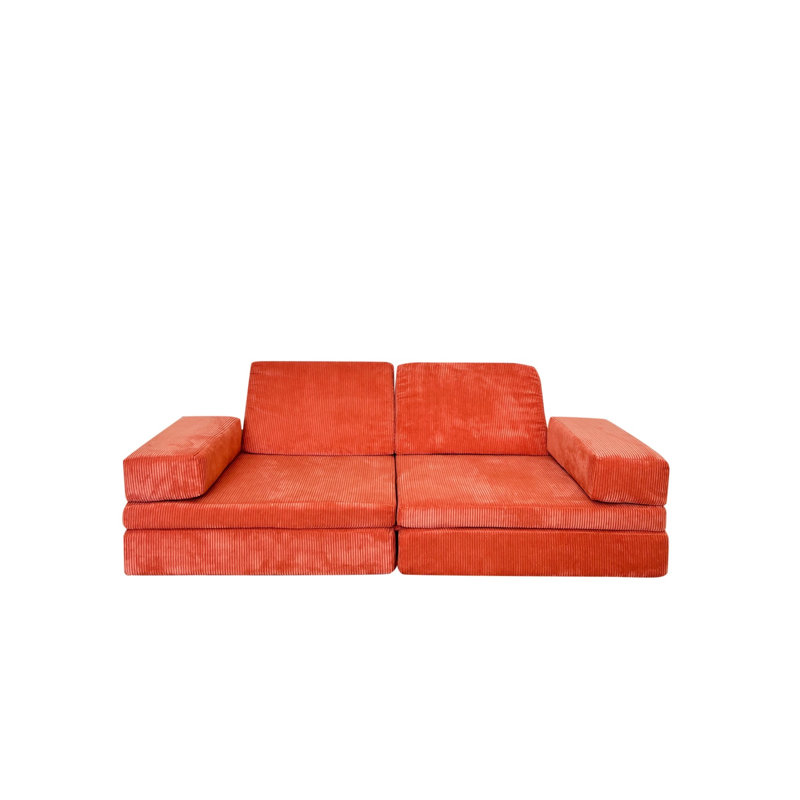 Élégant canapé-lit 2 places, orange | Tissu 100% polyester, dimensions: 55,1 po x 18,1 po x 27,6 po | Coussins en mousse confortables (épaisseur: 4,5 po et 2 po) | Parfait pour les petits espaces, conception polyvalente pour le salon et la chambre d'amis