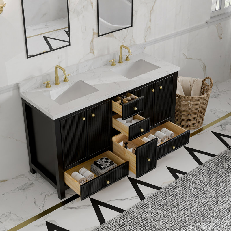 Meuble-lavabo Corena, Noir classique