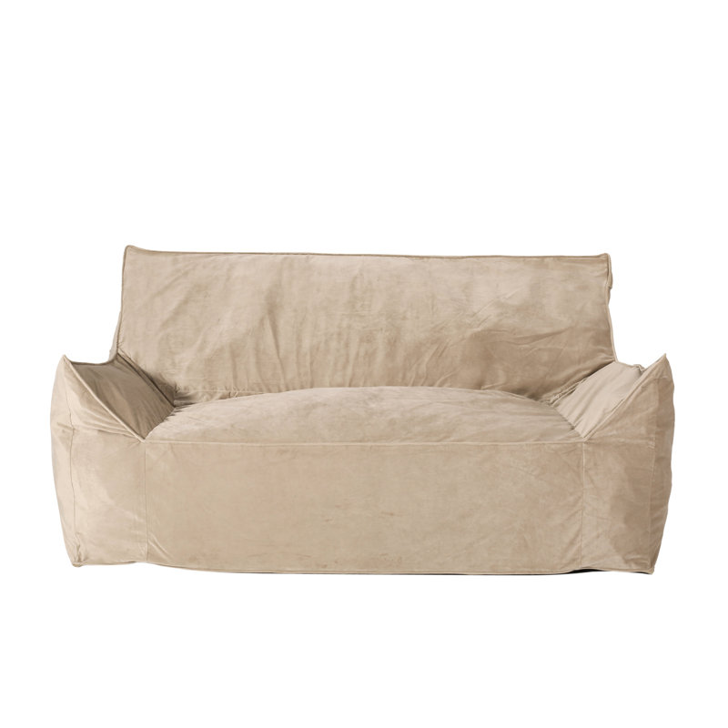 Fila Velveteen 2 Seater Oversized Bean Bag Chair With Armrests, Taupe, 32" H x 60" W x 40" D, Taupe