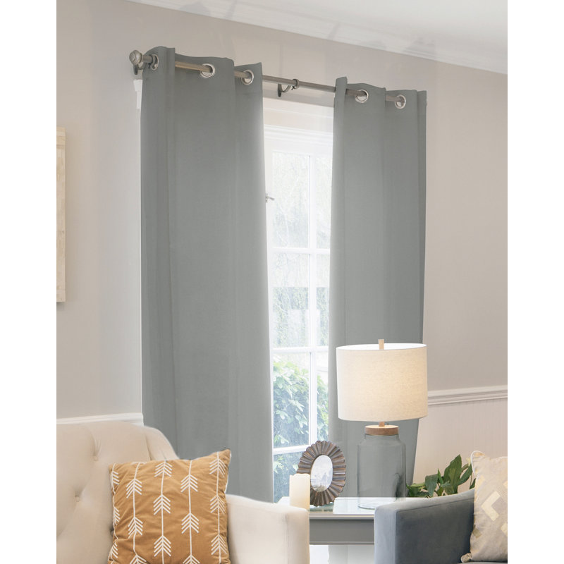 Paire de rideaux semi-transparents avec œillets Liptak, Gris Virginie, L 52 po x L 84 po