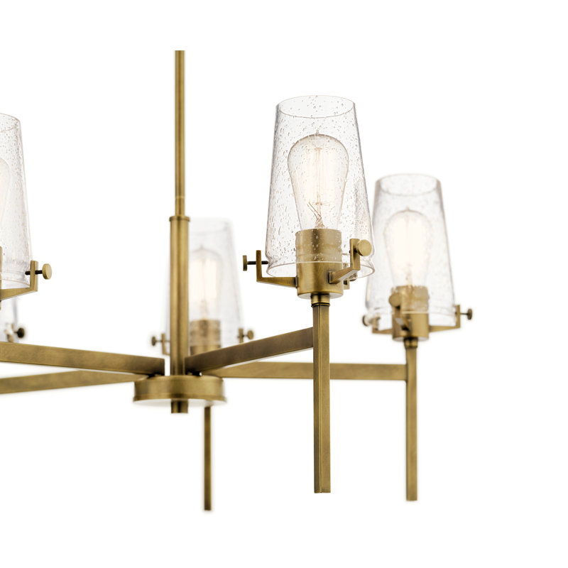 5 - Light Sputnik Sphere Chandelier, Natural Brass