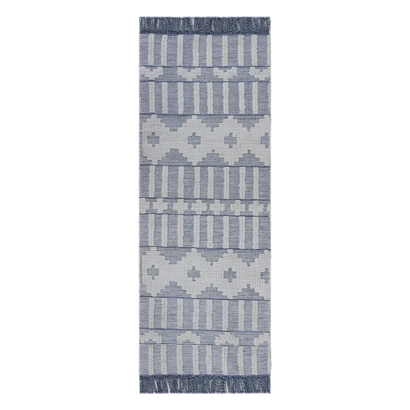 Moroccan Area Rug in Denim Blue, Runner 2'6" x 7'