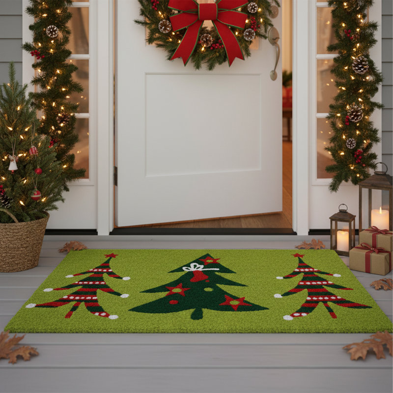 Tapis de porte intérieur / extérieur 29 po x 17 po Christmas Trio