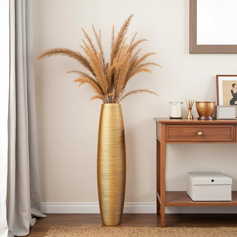 27.5" tall  floor vase, Gold