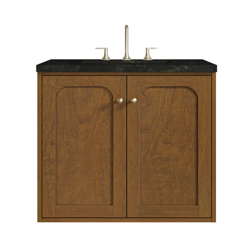 Laurent 30" Single Bathroom Vanity Set, Charcoal Soapstone, 8" Widespread, Honey Brown