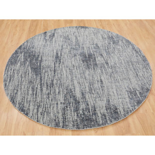 Tapis décoratif circulaire de conception unique 5 pi 9 po noué à la main new age