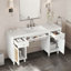 Meuble-lavabo de salle de bain avec lavabo SMC, armoire de rangement spacieuse moderne avec tiroirs à fermeture en douceur et plateau basculant, pieds en bois massif et boutons en métal-784488642