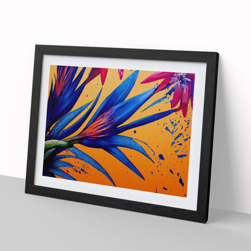 Bird Of Paradise Flower Splash Vol.3 - Single Picture Frame Print, 25cm H x 34cm W x 2cm D, Black