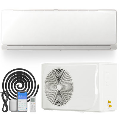 Mini climatiseur à deux blocs de 24 000 BTU avec pompe à chaleur préchargée, refroidissement et chauffage, unité CA ultra-silencieuse murale avec onduleur, Wi-Fi et télécommande inclus, jusqu'à 1500 pieds carrés, trousse d'installation incluse