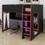 Lit mezzanine moderne et élégant avec bureau intégré, armoire, éclairage DEL et tiroir de rangement