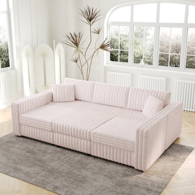 Modern Sofa106.3" Soft  U-Shaped 6-Person Sofa. Matches 30.7" Ottoman With Hydraulic Lift. Comtable & Stylish. For  & .  Pink. Furniture. Modular Design.