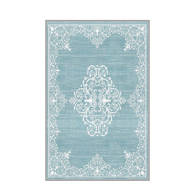 Stylish Woven Carpet, 4 x 6 Feet, 100% Polyester | Antibacterial, 3D Digital Printing, Non-Slip PVC Felt Dot Underside | Machine Washable, 0.4 in Pile Height, Perfect for Living Room & Bedroom Decor