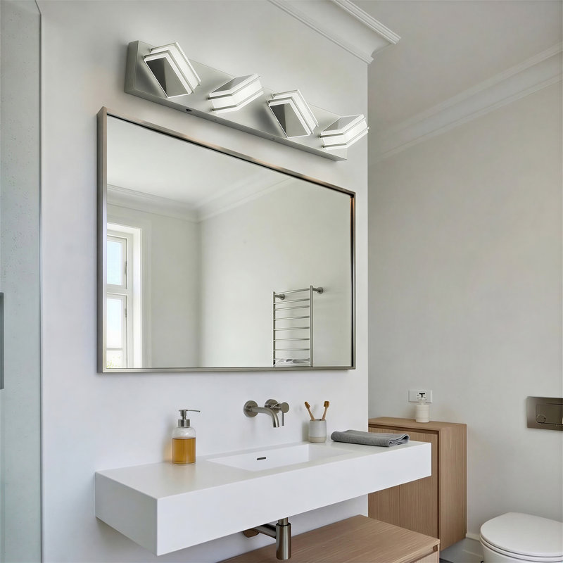Barre d'éclairage DEL pour meuble-lavabo à DEL, 5 ampoules réglables, nickel brossé, Nickel brossé, Quatre lumières