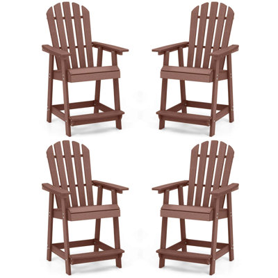Bar Stool Hdpe Patio Chair With Armrest Footrest Home Indoor Outdoor Brown