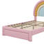 Cadre de lit tapissier avec 2 tiroirs de rangement, cadre de lit en velours princesse avec tête de lit arc-en-ciel, aucun sommier nécessaire-87791460