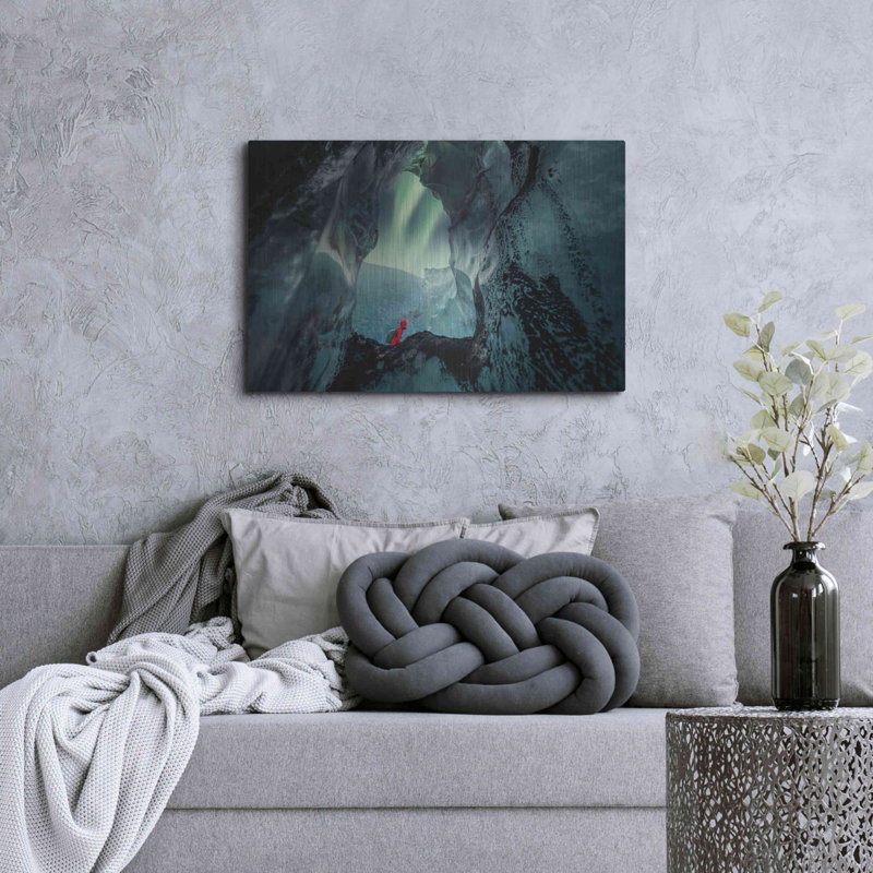 «Northern Lights Aurora Borealis Over Glacier Ice 2» par Luxe, H 24 po x l 36 po