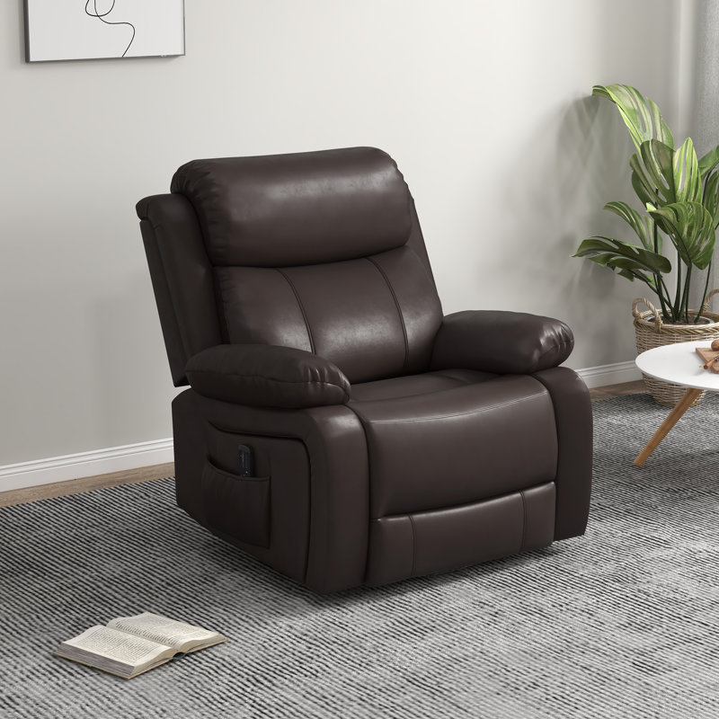 Fauteuil de massage inclinable électrique en similicuir, Similicuir brun