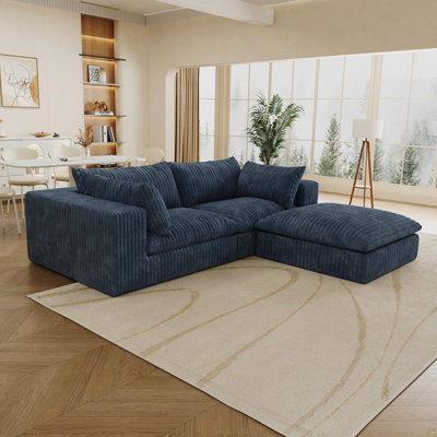 Canapé 39,8 po Cloud, tissu velours côtelé, sièges profonds