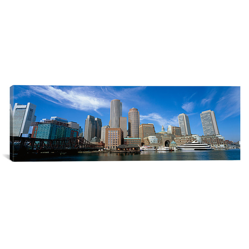 « skyscrapers panoramique » à la waterfront, boston, massachusetts, reproduction de photo sur toile, Toile tendue