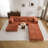 Compression Mahjong Sofa,Convertible Floor Sofa Bed,DIY Boneless Modular Sectional Sofa,No Assembly Required,Circle Fleece Fabric,Oversized 3 Seater With 3 Pillows,Orange-41296458