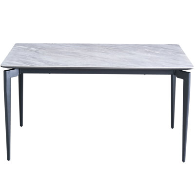 Luxury Sintered Stone Geology Table With Black Legs, 6-8 Geologists Glossy Soap Making