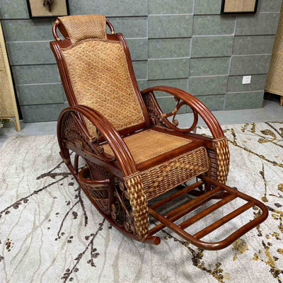Natural rattan woven home casual rocking chair