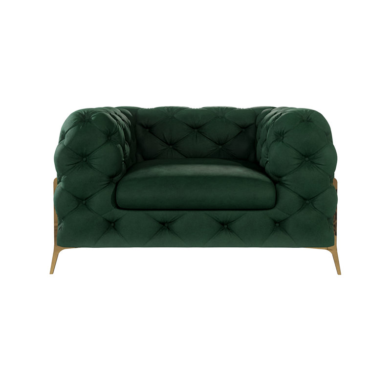 Chesterfield Armchair Atoka with Gold Metal Legs, Bottle Green