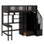Lit mezzanine simple Kaizen avec bibliothèque, tiroirs, bureau et garde-robe-2069730881