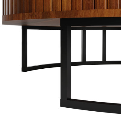 31.5" Round Mid-Century Lift-Top Coffee Table with Hidden Storage Fluted for Living Room