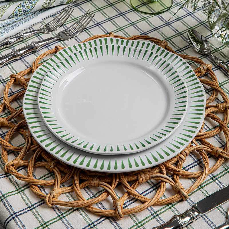 Sitio Stripe Dinner Plate, Basil