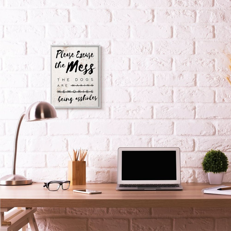 «Excuse Mess Funny Word Dogs Pet Textured Design», impression sur toile, H 20 po x l 16 po, Estampe numérique Farmhouse