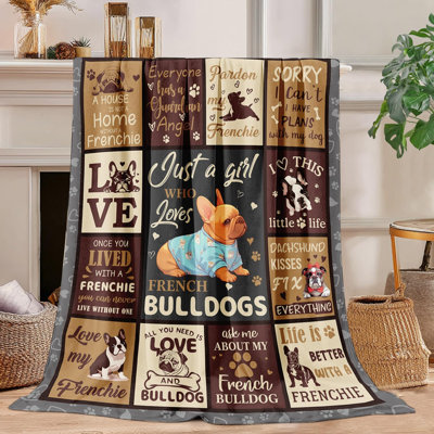 Cadeau d'amant de bouledogue français pour femme - jeté de bouledogue français ultra doux de 60 po x 50 po, décor douillet et moelleux pour lit de bébé, cadeau d'anniversaire