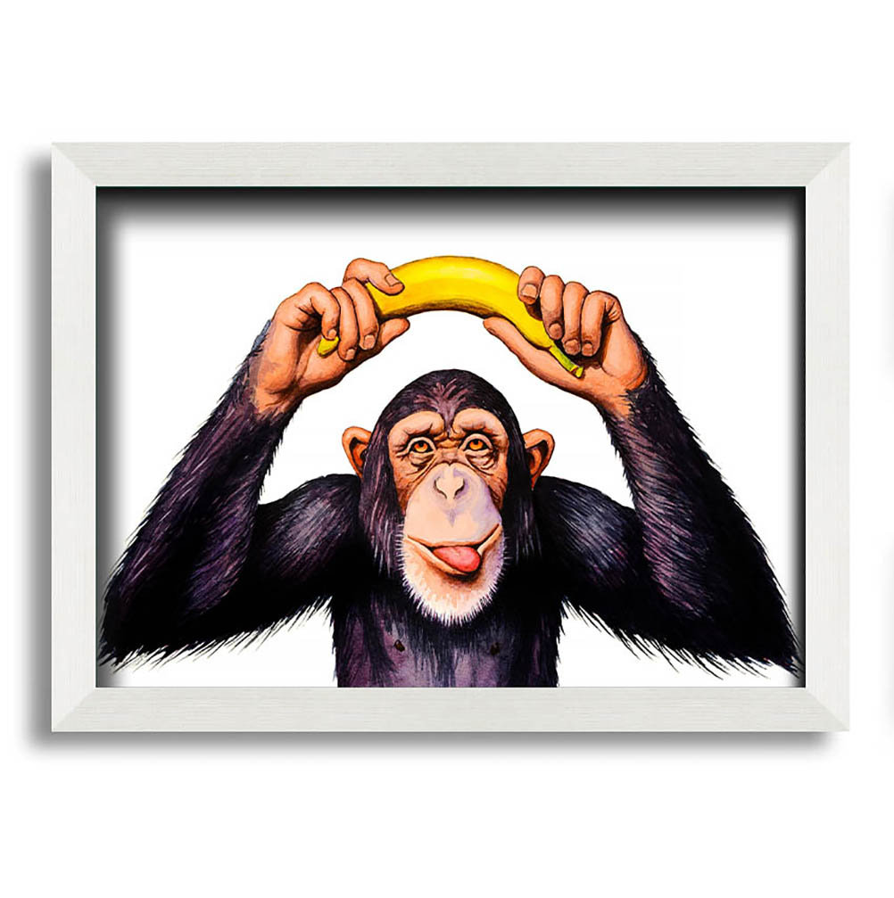 Ralphs Cheeky Banana Monkey Gerahmter Druck Wandkunst