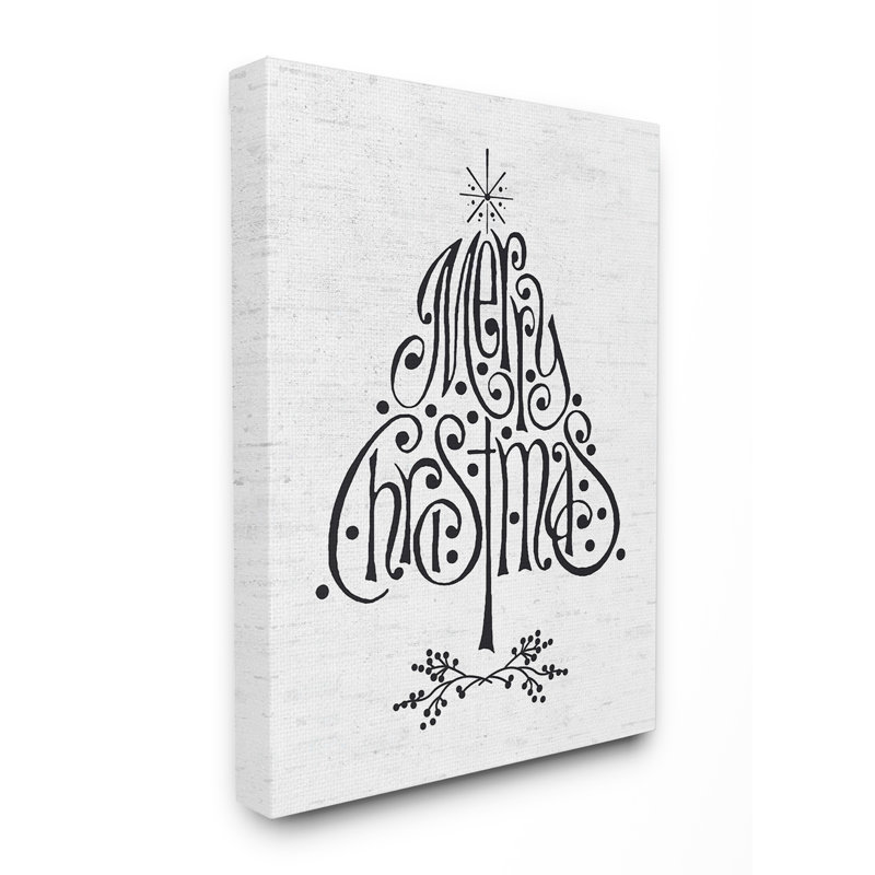 « vacances merry christmas, arbre typographique », impression, Toile tendue, H 20 po x l 16 po x P 1,5 po