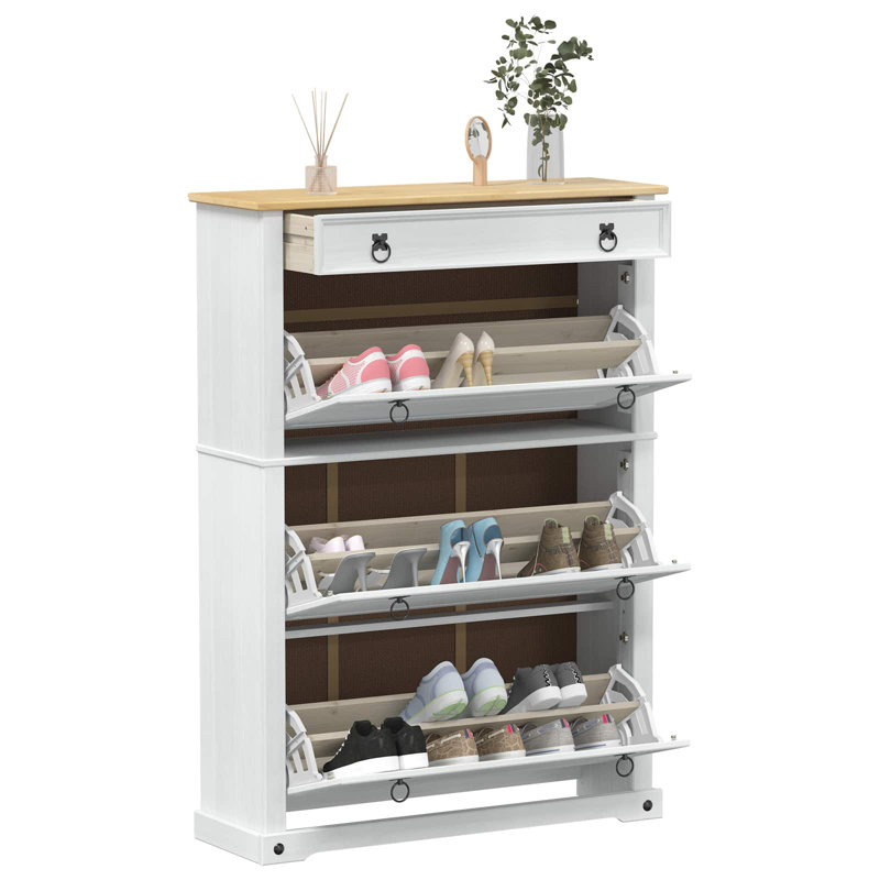 9 Pair Solid Wood Shoe Storage Cabinet