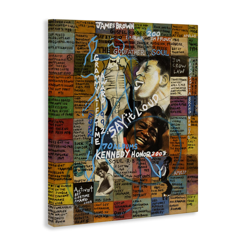 James Brown Collage Canvas Wall Art by Sabin, H 20 po x l 16 po