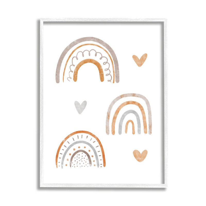 «Soft Rainbows & Stars On Wood» par LSR Design Studio Print, H 30 po x l 24 po x P 1,5 po, Giclée encadrée blanc bord de mer