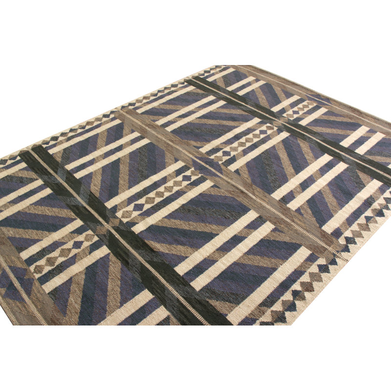 Scandinavian Wool Geometric Area Rug, Rectangle 10' x 14'