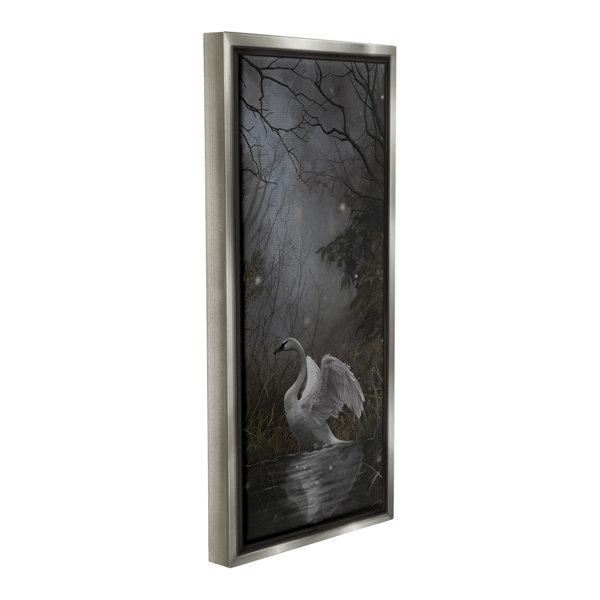 Winston Porter quot Swan In Dark Night Pond Floater Frame quot by Nene Thomas